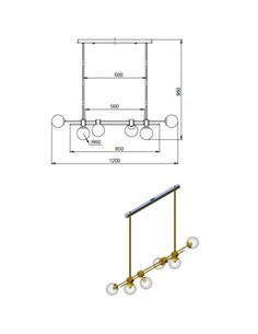 Підвісний світильник/люстра Pikart Abby Золотий 2