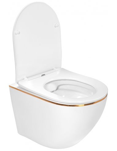 Підвісний унітаз REA CARLO WHITE MINI FLAT GOLD EDGE білий
