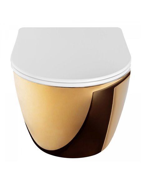 Підвісний унітаз REA CARLO FLAT MINI GOLD / WHITE золото

