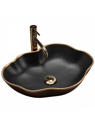 Умивальник (раковина) REA PEARL BLACK GOLD накладний