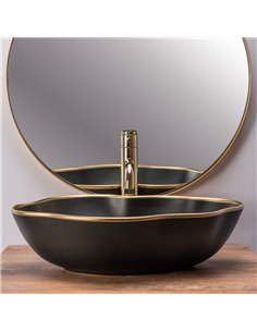 Умивальник (раковина) REA PEARL BLACK GOLD накладний 2