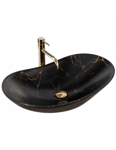 Умивальник (раковина) REA ROYAL 60 MARBLE BLACK MATT накладний чорний
