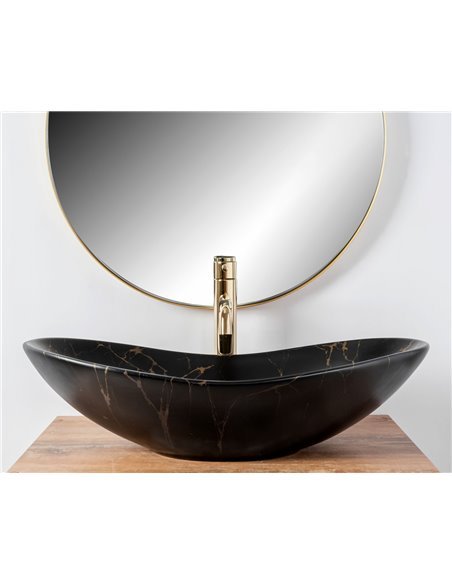 Умивальник (раковина) REA ROYAL 60 MARBLE BLACK MATT накладний чорний
