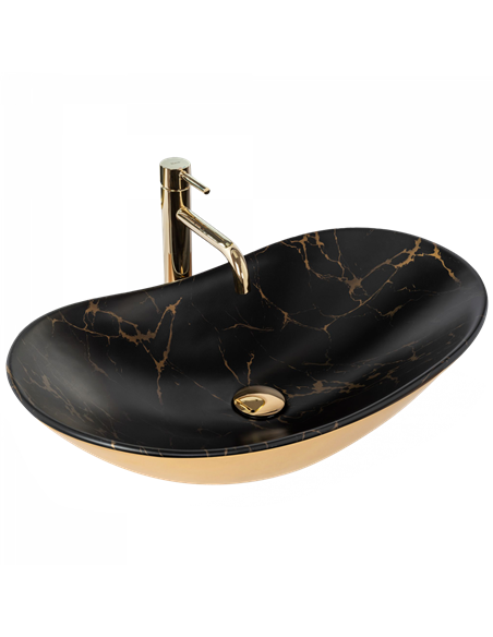 Умивальник (раковина) REA ROYAL IN BLACK MARBLE GOLD накладний
