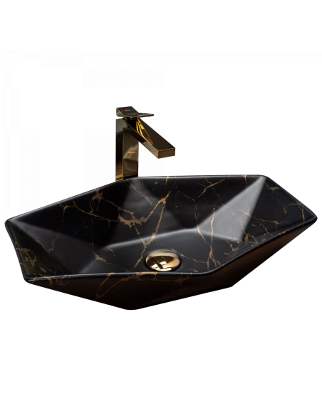 Умивальник (раковина) REA VEGAS MARBLE BLACK MAT накладний чорний
