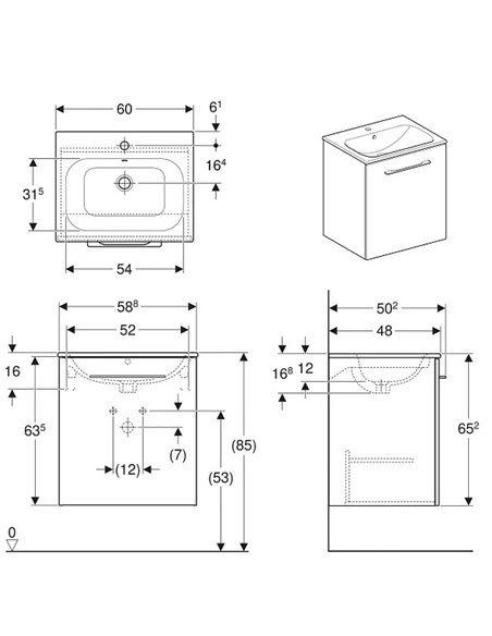 Вбудований умивальник Geberit Selnova Square