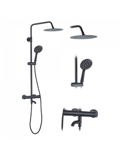 Душовий гарнітур REA LUNGO BLACK чорний з термостатом