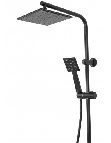 Душовий гарнітур REA BRAVO чорний з полицею і краном
