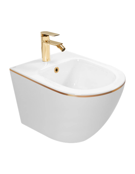 Підвісне біде REA CARLO MINI WHITE GOLD EDGE біле