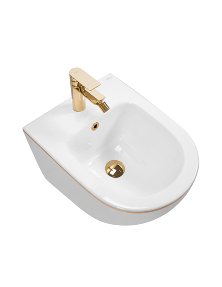 Підвісне біде REA CARLO MINI WHITE GOLD EDGE біле