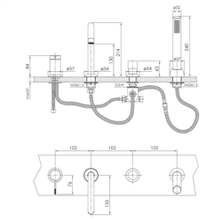 Змішувач на борт ванни Imprese BRENTA 2