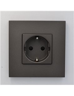 Розетка 1-на з заземленням та шторками ABB Zenit Антрацит 2