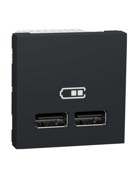 Розетка Schneider Unica NEW антрацит USB 2-а 2.1А 2 мод. ( NU341854 )