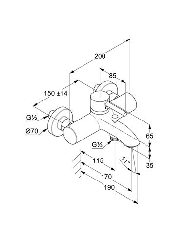 Змішувач для ванни DN 15 Bozz Kludi