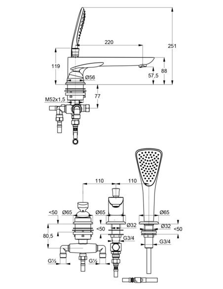 Змішувач для ванни DN 15 Balance Kludi