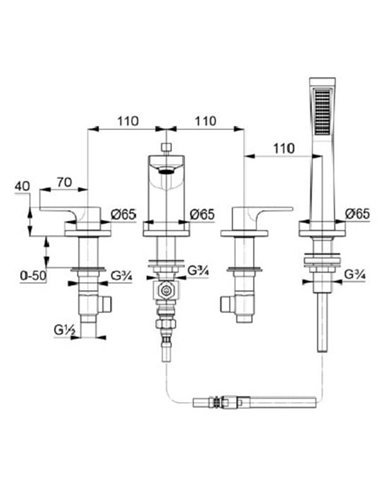 Змішувач для ванни ZENTA SL Kludi