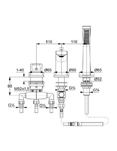 Змішувач для ванни ZENTA SL Kludi