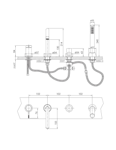 Imprese BRENTA На борт ванни Хром 2