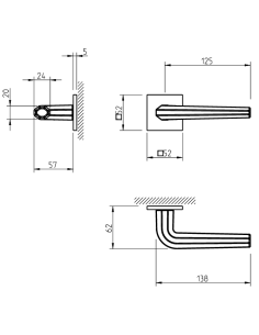 Дверна ручка TUPAI 4160Q 5S Хром матовий 2