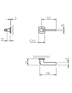 Дверна ручка TUPAI Supra 3097 5SQ Хром полірований 2